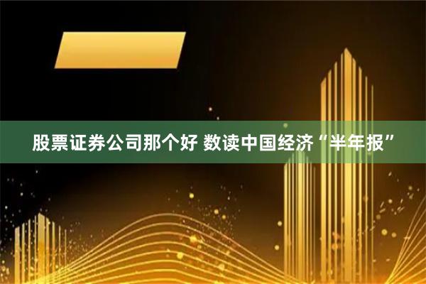 股票证券公司那个好 数读中国经济“半年报”