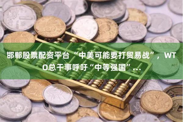 邯郸股票配资平台 “中美可能要打贸易战”，WTO总干事呼吁“中等强国”…